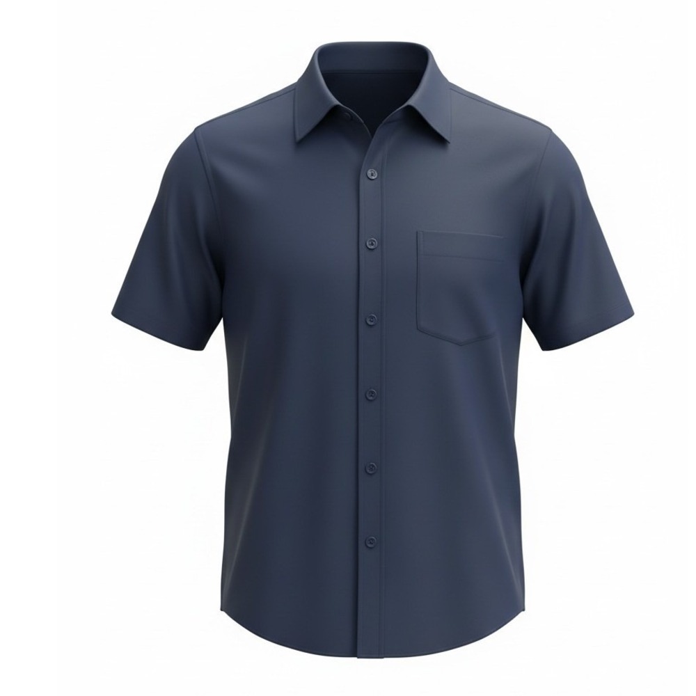 UNTUCKit Slim Fit Short Sleeve Button Down Shirt Navy Blue Medium Performance